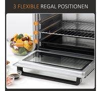 HOMCOM Minibackofen 32L 1600W Four Électrique en Acier et Verre Silber Chauffage Rapide Grande Capacité 522x381x335cm