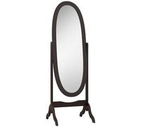 HOMCOM Miroir à Pied Ovale Style Shabby Chic Inclinaison réglable dim. 48L x 46l x 147H cm MDF Café