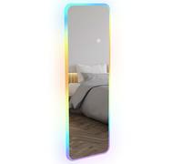 HOMCOM Miroir Complet avec éclairage LED 120x40 cm Miroir Mural rectangulaire réglable avec éclairage RVB 7 Couleurs et Fonction mémoire pour la Chambre à Coucher et la Salle d'habillage