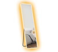 HOMCOM Miroir complet LED 150 x 40 cm sur pied/mural Sans cadre Éclairage 3 couleurs, mémoire et tactile intelligent pour salon/chambre Transparent