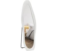 HOMCOM Miroir corps entier 50 x 160 cm miroir sur pied avec revêtement cadre velours, miroir mural ondulé irrégulier pour chambre à coucher, salon, blanc