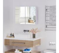 HOMCOM Miroir de Salle de Bain Armoire Murale Double Portes et étagères dim. 80L x 15l x 60H cm MDF Blanc