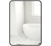 HOMCOM Miroir de Salle de Bain avec Cadre en Métal et Crochet, 50x2,5x70 cm, Noir