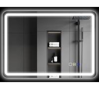 HOMCOM Miroir de salle de bain avec éclairage 50x70 cm miroir mural LED avec fonction musique Bluetooth interrupteur tactile fonction mémoire miroir lumineux antibuée