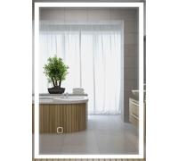 HOMCOM Miroir de salle de bain avec éclairage 70 x 50 cm Miroir LED avec fonction mémoire Miroir mural avec interrupteur tactile, miroir lumineux antibuée avec 3 couleurs de lumière Blanc