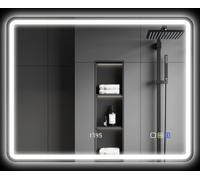 HOMCOM Miroir de salle de bain avec éclairage 70x90 cm LED Miroir mural avec fonction musique Bluetooth Horloge Interrupteur tactile Fonction mémoire