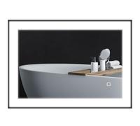 HOMCOM Miroir de salle de bain éclairé avec lumières LED à couleur et température réglables, 70x50 cm Miroir mural vertical/horizontal avec verre anti-buée et alliage d'aluminium, noir