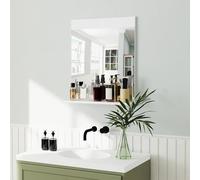 HOMCOM Miroir de Salle de Bain, Miroir Mural, avec étagère de Rangement, pour Salon, Chambre, 50 x 12 x 60 cm, Blanc