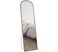 HOMCOM Miroir de sol à arc moderne, 50 x 170 cm, miroir mural et autoportant avec cadre en alliage d'aluminium et support, pour chambre à coucher, salon et entrée, noir