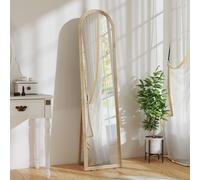 HOMCOM Miroir de sol arqué pleine longueur miroir sur pied cadre en effet imitation pierre pour salon chambre 40 x 160 cm beige