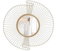 HOMCOM Miroir Décoratif Rond 60 cm avec Fixation à 360°, Moderne Doré | Décoration Murale en Métal, Détails Plissés, Suspendu Décor, pour Salon, Chambre à Coucher, Bureau