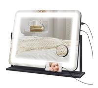 HomCom Miroir lumineux LED 3 modes 10X grossissement USB tactile rotatif 62,5 x 52 cm