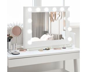 HOMCOM Miroir maquillage Hollywood pour coiffeuse grand miroir lumineux avec 12 ampoules LED luminosité réglable interrupteur tactile blanc