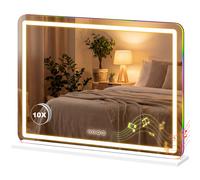 HOMCOM Miroir maquillage lumineux 80x60cm, miroir coiffeuse LED dimmable, lumière RGB, 3 températures de couleur, blanc