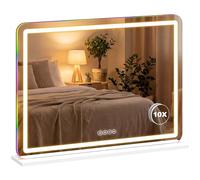 HOMCOM Miroir Maquillage Lumineux 80x60cm, Miroir Coiffeuse LED dimmable, lumière RGB, 3 températures de Couleur, Haut-Parleur Bluetooth, grossissant 10x, contrôle Tactile, sur Table/sur Mur, Blanc