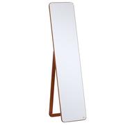 HOMCOM Miroir sur pied miroir au sol miroir mural rectangulaire dim. 37L x 43l x 156H cm MDF Aspect Noyer Clair