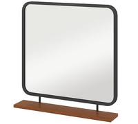 HOMCOM Miroir mural 55 x 55,5 cm Miroir d'entrée avec tablette en bois, miroir rectangulaire, miroir décoratif pour chambre à coucher, salle de bain, noir