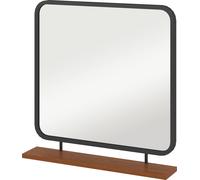 HOMCOM Miroir mural 55 x 55,5 cm Miroir d'entrée avec tablette en bois, miroir rectangulaire, miroir décoratif pour chambre à coucher, salle de bain, noir
