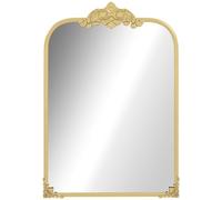 HOMCOM Miroir mural, 60 x 87 cm Miroir de salle de bain style baroque, miroir décoratif avec cadre métallique pour salon, chambre, or