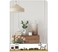 HOMCOM Miroir Mural 80 x 60 cm avec étagère en Bois, Miroir à Suspendre rectangulaire Moderne avec Cadre en métal pour entrée, Salon, Salle de Bain, Chambre à Coucher, Noir