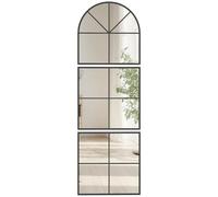 HOMCOM Miroir Mural arqué 60 x 180 cm, Grand Miroir verrière Arche Forme fenêtre avec Cadre en métal, pour Salon, Chambre, Couloir, Noir