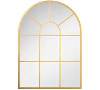 HOMCOM Miroir Mural Arqué 70 x 50 cm Verrière Arche Cadre Métallique Doré