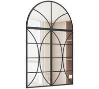 HOMCOM Miroir mural arqué 80 x 120 cm, lot de 3 pièces, miroir verrière en forme de fenêtre, verre trempé et métal, noir