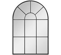 HOMCOM Miroir mural arqué 91 x 60 cm, miroir verrière arche style industriel, miroir de fenêtre arqué avec cadre métallique, pour salon, chambre, couloir, noir