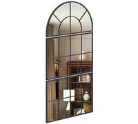 HomCom Miroir mural arqué en forme de fenêtre, ensemble 3 pièces, cadre métal 76 x 150 cm Noir