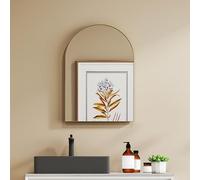 HOMCOM Miroir Mural arqué, Miroir de Salle de Bain, 50 x 70 cm, Haute définition, avec Cadre en Alliage d'aluminium, pour Chambre, Salon, entrée, Or