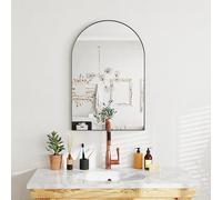 HomCom Miroir mural arqué 60 x 90 cm – Haute définition, cadre en alliage d'aluminium noir