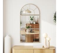 HOMCOM Miroir mural arqué miroir mural en forme de fenêtre ensemble de 3 pièces cadre en métal 76 x 150 cm doré