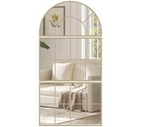 HOMCOM Miroir Mural arqué, Miroir Mural en Forme de fenêtre, Ensemble de 3 pièces, Cadre en métal, pour Salon, Chambre à Coucher, Couloir, 76 x 150 cm doré