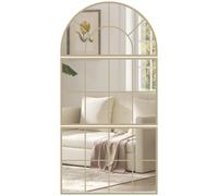 HOMCOM Miroir mural arqué, miroir mural en forme de fenêtre, ensemble de 3 pièces, cadre en métal, pour salon, chambre à coucher