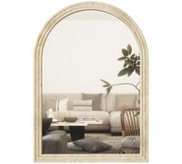 HOMCOM Miroir Mural Arqué Moderne Bord Rainuré Crochets 50 x 70 cm Beige