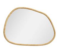 HOMCOM Miroir Mural asymétrique, 80 x 60 cm Miroir de Salle de Bain avec Cadre en Bois, Miroir décoratif pour Salle de Bain, Salon, Couloir, Chambre à Coucher, Naturel