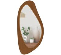 HOMCOM Miroir Mural asymétrique 91,5 x 45 cm, Miroir Suspendu Moderne, Cadre en Bois, pour Chambre, Salon, Dressing, entrée, Effet Bois Naturel