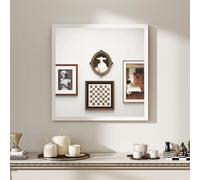 HOMCOM Miroir Mural carré 50 x 50 cm, Cadre en Bois Blanc, idéal pour la Salle de Bain, Salon ou Chambre