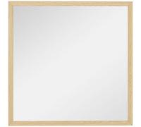 HOMCOM Miroir Mural carré 50 x 50 cm, Cadre en Bois Naturel, idéal pour la Salle de Bain, Salon ou Chambre