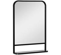 HOMCOM Miroir Mural carré Moderne avec étagère de Rangement, miroirs pour Salon, Chambre à Coucher, 70 x 50 cm, Noir