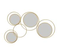 HOMCOM Miroir mural décoratif en métal 3D 4 miroirs 110 x 68 cm Doré