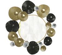 HOMCOM Miroir mural décoratif Métal 84x84 cm Or et Noir | Décoration murale, Avec miroir décoratif, Pour salon, chambre, couloir