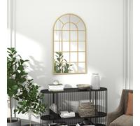 HOMCOM Miroir Mural Design Fenêtre Miroir de Hall Cadre en Métal 110 x 65 cm Doré
