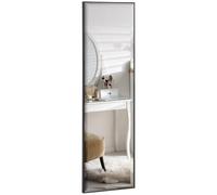 HomCom Miroir mural 120x35 cm – Film sécurité anti-déflagrant, cadre alu noir, attaches incluses
