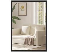 HOMCOM Miroir Mural rectangulaire 50 x 70 cm, Cadre en Bois Noir, idéal pour la Salle de Bain, Salon ou Chambre