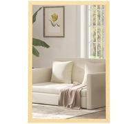 HOMCOM Miroir Mural Rectangulaire 60 x 40 cm, Cadre en Bois Naturel