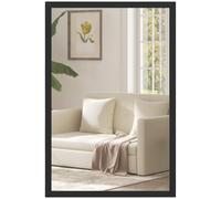 HomCom Miroir mural rectangulaire 60 x 40 cm Cadre bois noir Salle de bain salon chambre
