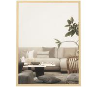 HOMCOM Miroir Mural rectangulaire 60 x 80 cm, Cadre en Bois Naturel, idéal pour la Salle de Bain, Salon ou Chambre