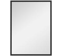 HOMCOM Miroir Mural rectangulaire 60 x 80 cm, Cadre en Bois Noir, idéal pour la Salle de Bain, Salon ou Chambre