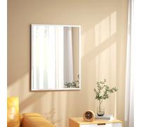 HOMCOM Miroir mural rectangulaire 90 x 70 cm, cadre en bois blanc, idéal pour la salle de bain, salon ou chambre